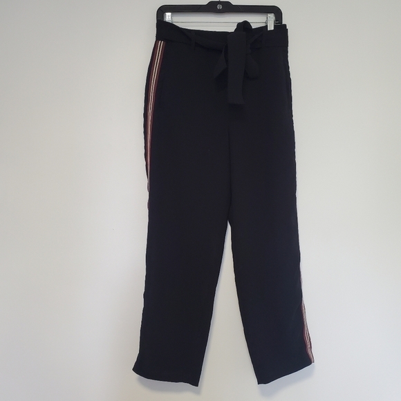 Aritzia Wilfred Tie Front pants with black white and red side stripe - Picture 5 of 6